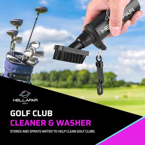 Premium Golf Club Water Brush Groove Cleaner with Retractable Clip and Nylon Bristles - Holds 5 Ounces of Water - Golf Accessories for Men, Best Golf Gifts for Men
