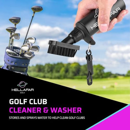 Premium Golf Club Water Brush Groove Cleaner with Retractable Clip and Nylon Bristles - Holds 5 Ounces of Water - Golf Accessories for Men, Best Golf Gifts for Men