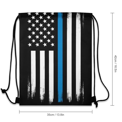 Travel Drawstring Backpack Beam Bag Large Capacity for Volleyball Baseball Sports Equipment Men Women Unisex, American Thin Blue Line Flag Day Bags - color: Picture (621)