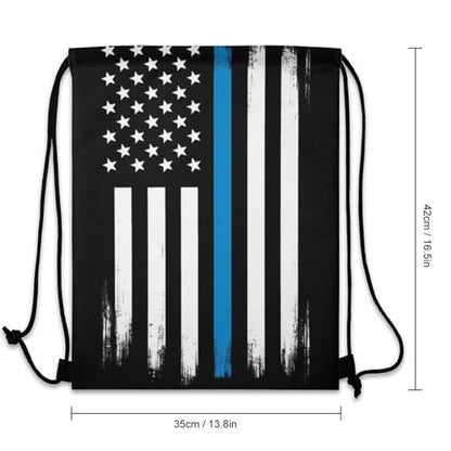 Travel Drawstring Backpack Beam Bag Large Capacity for Volleyball Baseball Sports Equipment Men Women Unisex, American Thin Blue Line Flag Day Bags - color: Picture (621)