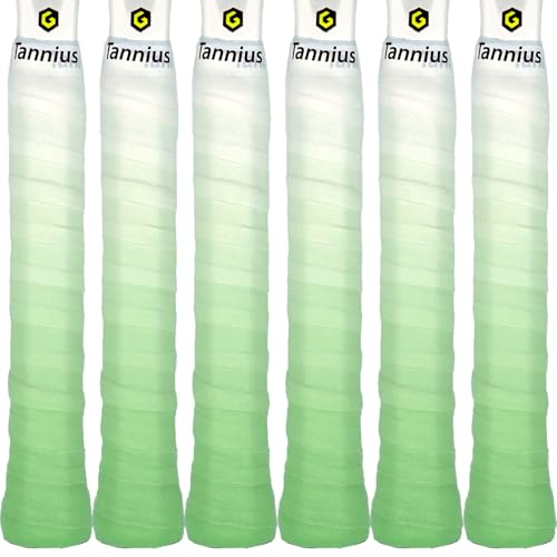 Tacky Tennis Racket Grip Tape, 6 Pack Tennis Grips, Absorbent and Enhanced Tennis Racquet Overgrip Tape（Gradient Color - color: Green