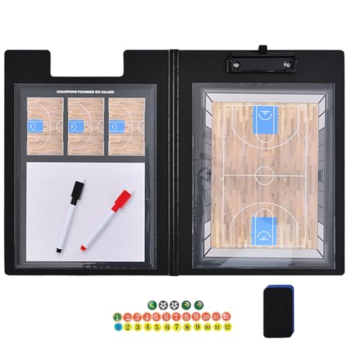 Basketball Clipboard Multi-Court White Board for Coaches, Magnetic Dry Erase Coaching Whiteboard with Upgraded Equipment - Magnets, 2 Marker Pens, Eraser, Training Essentials Coaches Gifts