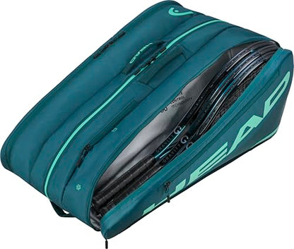 HEAD Tour Racquet Bag XL (12R) Tennis Bag - Holds Up to 12 Racquets, CCT+ Climate Control Technology, 3 Main Compartments, Shoe Pocket & Backpack Carry System - color: Green
