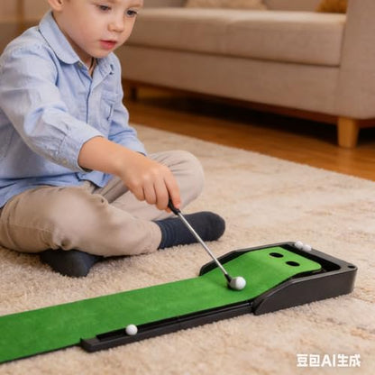 Alomejor Golf Putting Mat, Mini Putting Trainer with Automatic Ball Return Non Slip Surface for Indoor Home Office