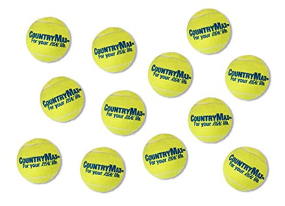 CountryMax Tennis Balls Medium Standard 2.5" for Small and Medium Breed Dogs Aggressive Chewers Training and Playtime (12 Pack) - size: 12 Pack
