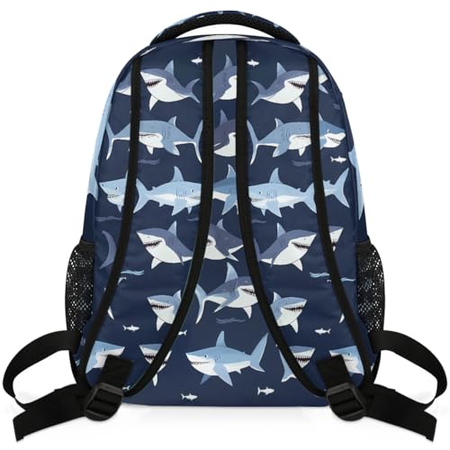 Kids School Backpack Funny Sea Sharks Animal Large Bookbag for Elementary Students Boys Girls Lightweight Travel Casual Daypack Water Resistant Outdoor Hiking Sport Rucksack - color: Funny Sea Sharks Animal