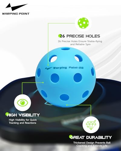 Warping Point Pickleball Balls | 26 Holes, 40 Holes | 4 Pack, 12 Pack | Meet USAPA Specifications | High Bounce Durable Practice Pickle Ball for Beginner & Intermediates | Orange, Blue, Yellow, Green - size: 12 pack
