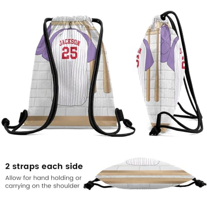 Sport Jersey Baseball Number Violet Personalized Drawstring Backpack Sports Gym Bag Christmas Gift Party Goodie String Cinch Bag for Women Men - color: Option 58