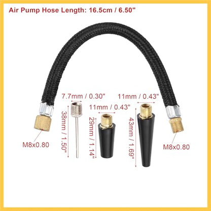 1 Set Portable Air Pump with Inflation Needle Tapered Nozzles Extension Hose for Bicycle Wheel Tire Inflator Auto Replacement Parts