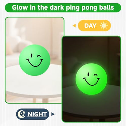 Glow in The Dark Ping Pong Balls - 40mm Table Tennis Balls Luminous Ball for Outdoor Practice Night Party Decor, Sports Activities, Games