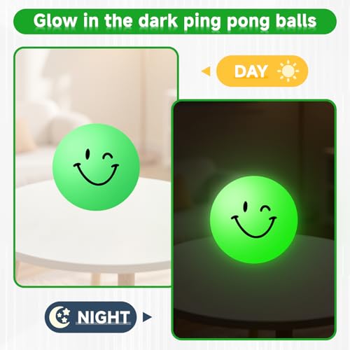 Glow in The Dark Ping Pong Balls - 40mm Table Tennis Balls Luminous Ball for Outdoor Practice Night Party Decor, Sports Activities, Games