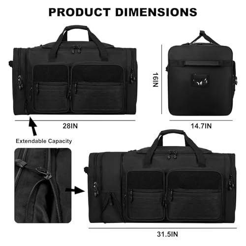 Goloni 130L Expandable 32" Heavy Duty Extra Large Duffel Bag,Sports Gym Equipment Travel Duffle Bag for Soccer Baseball Basketball Hockey Football Team Coaches & More - color: Black