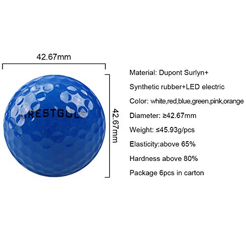 Crestgolf Glow in The Dark Golf Balls with Glow Tees, Super Bright Light Up LED Balls with 12-Minute Reset Timer, Fun Gift for Men and Women, Backyard Putting Greens - color: Red/Blue/Green
