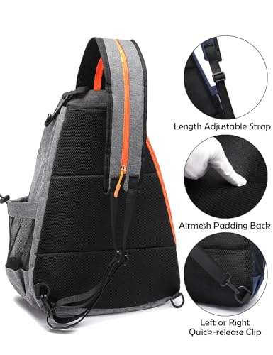 Pickleball Bags for Women Pickleball Paddle Bag Sports Adjustable Sling Bag with Fence Hook Crossbody Backpack Fits to the Courts - color: Gray C