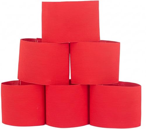 Captain's Armband Soccer Football Rugby Captain Armbands for Youth and Adult,Anti-Drop Design - Pack of 6 - color: 6 Red /No C