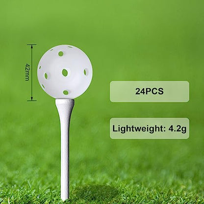 Joyberg Practice Golf Balls 24 Pack, 42mm Plastic Golf Balls, Practice Golf Balls for Backyard, Training Golf Balls for Swing Practice - color: White