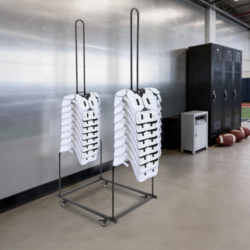 Football Shoulder Pad Rack, 100lbs Capacity Freestanding Shoulder Pads Football Organizer with 4 Rolling Casters, 69in Tall Equipment Storage Rack for Slow-Pitch Softball Baseball - color: Black