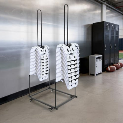 Football Shoulder Pad Rack with Wheels, Heavy Duty 100lbs Capacity Storage Stand for Slow-Pitch Softball Fast-Pitch Baseball Gear, Open Frame Design, Easy Assembly, for Home Locker Room, Black