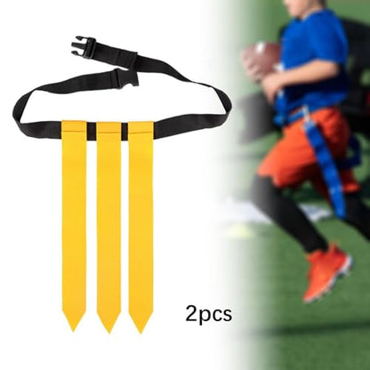 2Pcs Flag Football Belts Flag Football Set with Flags Rugby Waist Flag for Football - color: Yellow