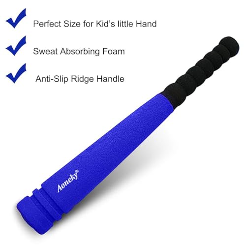 Aoneky 16.5 Inch Foam Baseball Bat for Toddlers 1-3 Years - Soft & Safe First T-Ball Bat, Mini Lightweight Beginner Bat for Kids, Indoor Outdoor Toy (Blue 1)