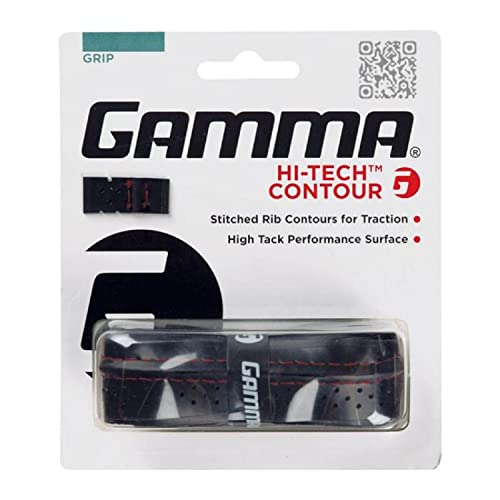 Gamma Hi-Tech Replacement Tennis Grip, High Traction Feel, Maximum Control, Durable Tennis Racquet Grip, Tacky Surface - style: Hi-Tech Contour