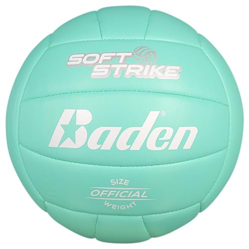 Baden | Soft Strike | Cushioned Synthetic Leather Recreational Volleyball | Indoor/Outdoor for Beginners | Official Size - color: Teal