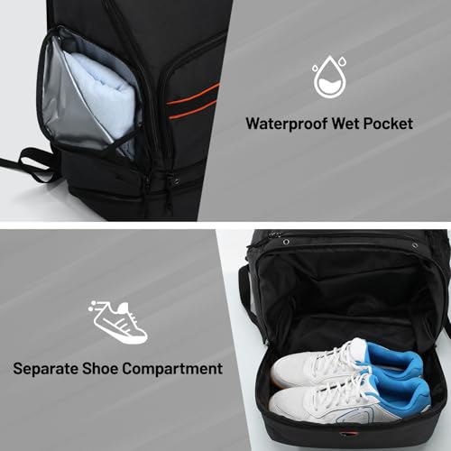 MIER Basketball Backpack Bags Sports Gym Backpacks with Shoe Compartment and Ball Holder for Adult Men Large Soccer Bag - color: Black