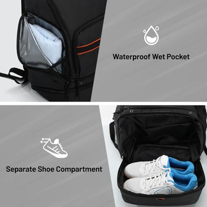 MIER Basketball Backpack Bags Sports Gym Backpacks with Shoe Compartment and Ball Holder for Adult Men Large Soccer Bag - color: Black