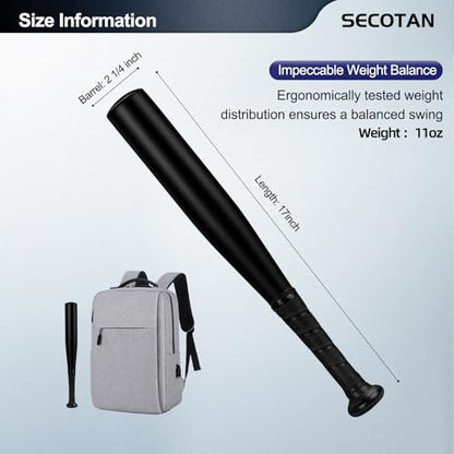 Baseball Bat, Aluminum One Hand 17-Inch Training Bat, Softball Bat, Home/Car/Self Defense, Batting Practice, Aluminum Bat, Truck Tire Checker Bat - color: Matte Black