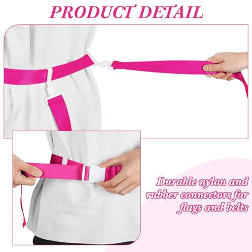 Peryiter 2/12/24/36 Player Flag Football Belt, Adjustable Football Belts and Flags for Kids Youth Adult Sport Team Training - color: Rose Pink