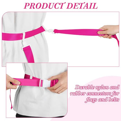 Peryiter 2/12/24/36 Player Flag Football Belt, Adjustable Football Belts and Flags for Kids Youth Adult Sport Team Training - color: Rose Pink