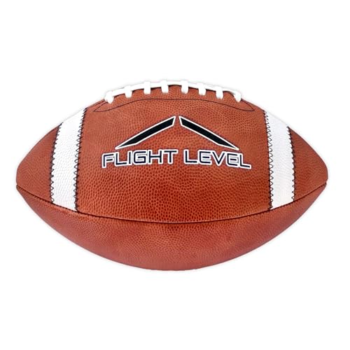 Flight Level Offical Size Leather Football, Full Grain Genuine Leather