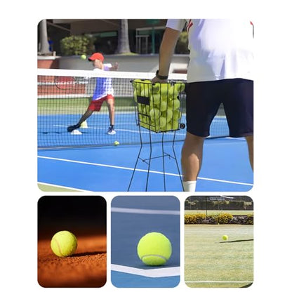 Diydeg Ball Hoppers, Portable Tennis Ball Collector, Robust Pick Up Basket with Wheels, Foldable Base and Easy Grip Handles for Tennis Training, Easy Pickup and Storage