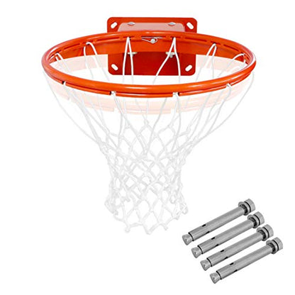 Professional Wall Mounted Basketball Rim Hanging Basketball Goal, Single-Spring Standard 18'' with All Weather Net - style: wall-mounted basketball rim 2-spring