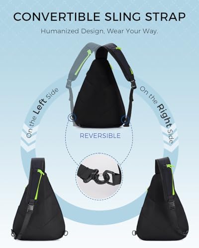 sportsnew Pickleball Bag for Men Women, Pickleball Sling Bag with Separate Paddle & Ball Compartment, Fence Hook, Phone Pocket for Quick Access, Waterproof Pickleball Backpack, Patent Pending - color: Black-Fluo
