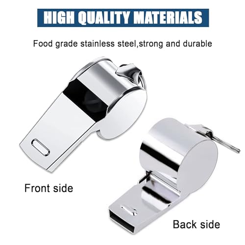 Whistle for Coaches,Whistle with Lanyard for Coaches Teachers Referees Emergency Outdoor Sports(3 Pcs Loud Stainless Steel)