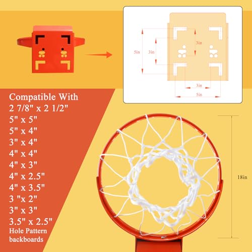 Breakaway Basketball Rim 18 Inch Heavy Duty 5/8 Inch Steel Professional Flex Hoop Meets Official Game Standards Fits Most Backboards with All Weather Net Mounting Hardware Now in Black
