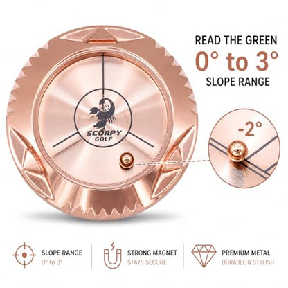 scorpy Golf Level Ball Marker with Metal Bead and Hat Clip, High Precision Putting Green Reading Aid Golf Accessories, Precision Alignment Tool for Perfect Putts