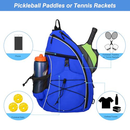 WOLT Pickleball Bag,Crossbody Sling Bags for Women Men,Pickleball Backpack with Fence Hook for Tennis, Racketball