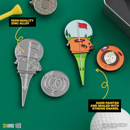 South Park Dead Kenny Golf Divot Tool and Ball Marker – Magnetic Collectible Golf Gift Set with Hat Clip & Tin for Golfers