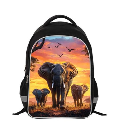 Kids School Backpack for Boys Girls, Children Teens Back Pack for Elementary Primary, Polyester Bookbag, Large Capacity Elephant School Bag, Top Handle, Idea for Unisex-child Age 6+ - color: H03-elephant Family