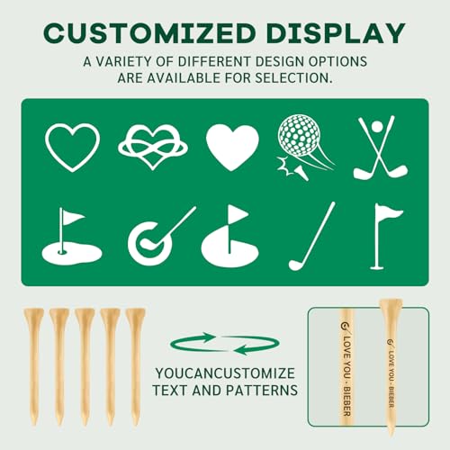 50-1000 PCS Personalized Golf Tees, Custom Golf Tees Printed with Your Name or Text, Logo, Wooden Golf Tees 3 1/4'' 2-3/4'' 2-1/8''Inch Size,Golf Accessories for Men & Women