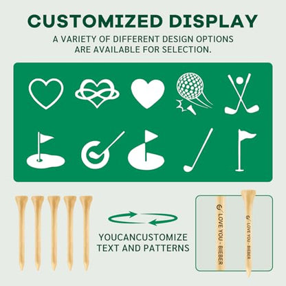 50-1000 PCS Personalized Golf Tees, Custom Golf Tees Printed with Your Name or Text, Logo, Wooden Golf Tees 3 1/4'' 2-3/4'' 2-1/8''Inch Size,Golf Accessories for Men & Women
