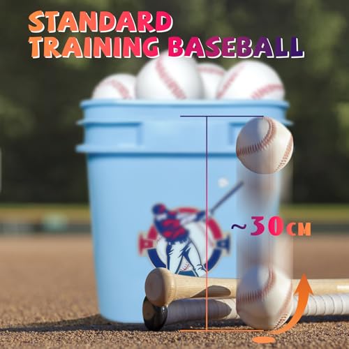 Youth 12U Soft Leather Baseballs - 24 Count Practice & Game Balls, Official Size & Weight, Durable Baseball Bucket with Carry Handle for Team Training & Recreational Use