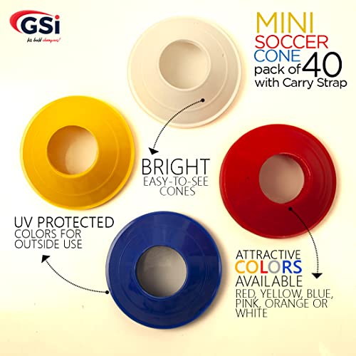 GSi Sports Training Cones for Agility Drills – Soccer & Basketball Multi-Sport Field Markers, Durable Flexible Cones in Multiple Shapes & Packs (20–80 Pack)