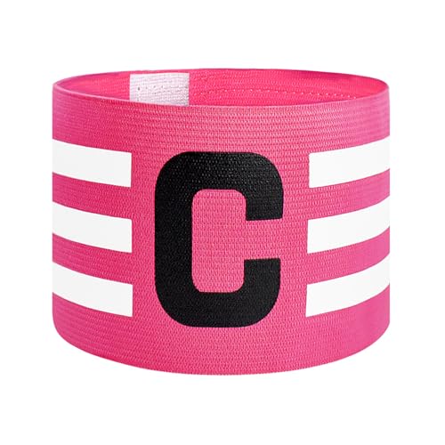 Sports Captain C Arm Band for Team Training, Unisex Elastic Soccer Captain Armband Adjustable Outdoor Football Player Captain's ArmBands for Adult - color: Pink