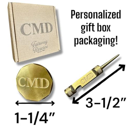 Personalized Golf Ball Marker & Golf Divot Tool - Solid Brass, 100% USA-Made Custom Golf Accessories for Men and Perfect Gifts for Golfers - style: Built-In Bottle Opener