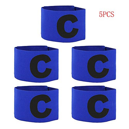 COMOK Football Soccer Elastic Captain Armband Basketball Adjustable Player Bands for Kids and Youth, 5 Pack - color: Blue