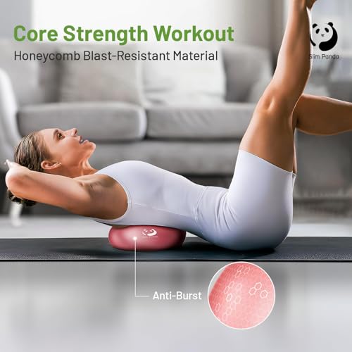 Slim Panda 9 Inch Pilates Ball - Anti-Burst Mini Yoga Ball with Needle Valve Pump - Small Exercise Core Ball for Barre, Stability & Physical Therapy