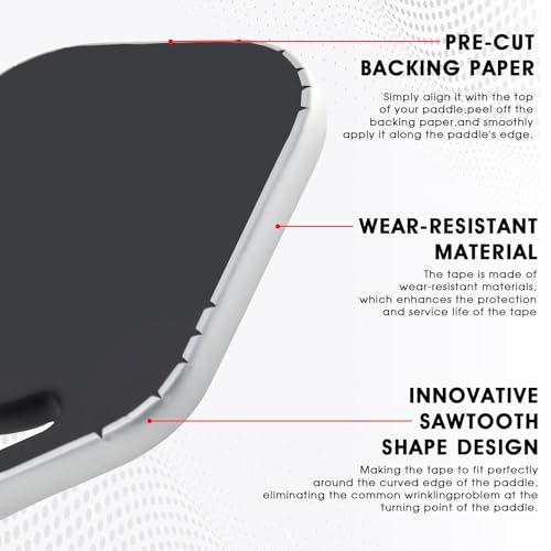 PICKLETECH Pickleball Paddle Protection Tape - Paddle Head Edge Guard - Racket Edge Protection Tape -Fit Perfectly Curved Edge -No Wrinkling - color: Silver, size: Width 20mm